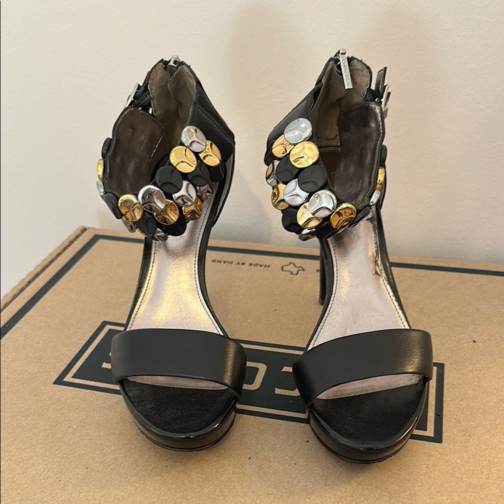 Calvin Klein heel Black and Gold silver ankle